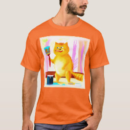 Kutschilderen van een kat dat een penseel houdt. B T-shirt