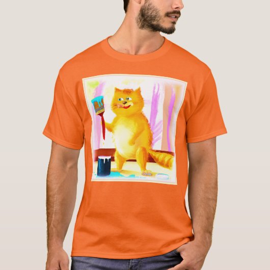 Kutschilderen van een kat dat een penseel houdt. B T-shirt (Voorkant)