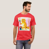 Kutschilderen van een kat dat een penseel houdt. B T-shirt (Voorkant volledig)