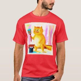 Kutschilderen van een kat dat een penseel houdt. B T-shirt