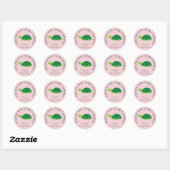Kutschildpad roze dank je baby shower sticker (Vel)