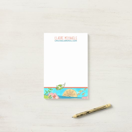 Kutschildpad voor Zeeen Post-it® Notes (Op bureau)