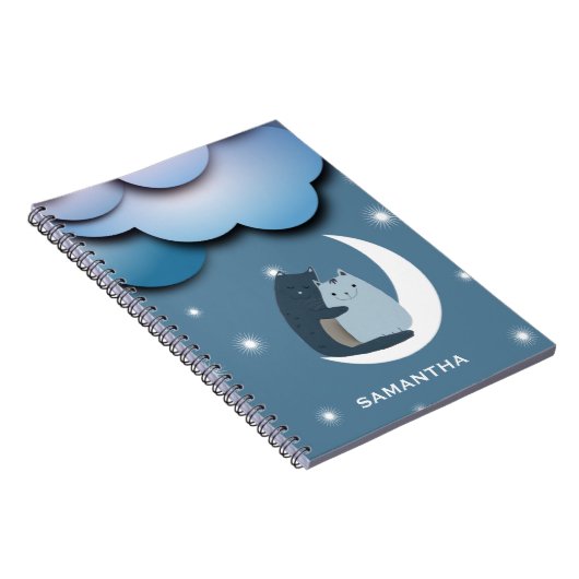 Kutsgewijs katten op de maan notitieboek (Rechterzijde)