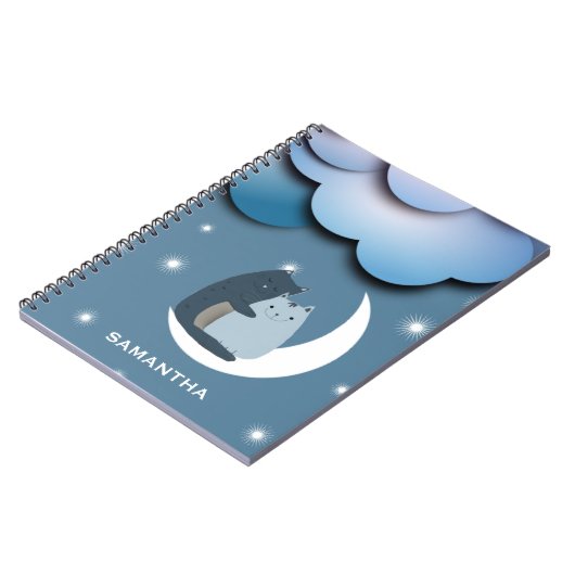 Kutsgewijs katten op de maan notitieboek (Linkerzijde)