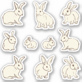 Kutst Bunny Rabbits Bonanza - aangepaste snede. Sticker