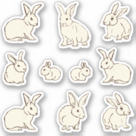 Kutst Bunny Rabbits Bonanza - aangepaste snede. Sticker