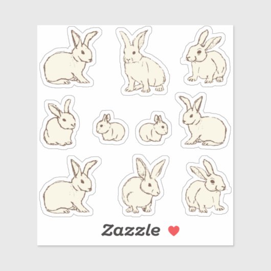 Kutst Bunny Rabbits Bonanza - aangepaste snede. Sticker (Vel)
