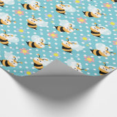 Kutstaafje bijen en kleurrijk bloempatroon cadeaupapier (Hoek)