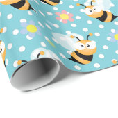 Kutstaafje bijen en kleurrijk bloempatroon cadeaupapier (Rol Hoek)