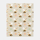 Kutstaafje bijen en kleurrijk bloempatroon fleece deken (Voorkant)