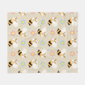 Kutstaafje bijen en kleurrijk bloempatroon fleece deken (Voorkant (Horizontaal))