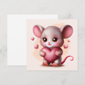 Kutste Baby muis met het hart van de Valentijns Feestdagenkaart (Voorkant / Achterkant)
