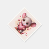 Kutste Baby muis met het hart van de Valentijns Servet (Hoek)