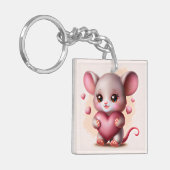 Kutste Baby muis met het hart van de Valentijns Sleutelhanger (Voorkant Links)