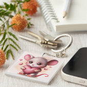 Kutste Baby muis met het hart van de Valentijns Sleutelhanger (Voorkant Rechts)