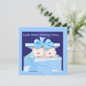 Kutste BOY TWINS BABY SHOWER INVITATIE Kaart (Staand voorkant)