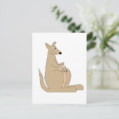 Kutste cartoon kangaroo met baby geschenken en t - briefkaart (Staand voorkant)