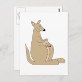 Kutste cartoon kangaroo met baby geschenken en t - briefkaart (Voorkant / Achterkant)
