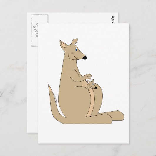 Kutste cartoon kangaroo met baby geschenken en t - briefkaart (Voorkant / Achterkant)