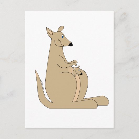 Kutste cartoon kangaroo met baby geschenken en t - briefkaart (Voorkant)
