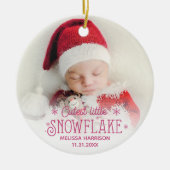 Kutste kleine sneeuwvlok baby eerste kerstjaar keramisch ornament (Voorkant)