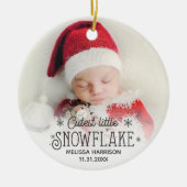Kutste kleine sneeuwvlok baby eerste kerstjaar keramisch ornament (Voorkant)