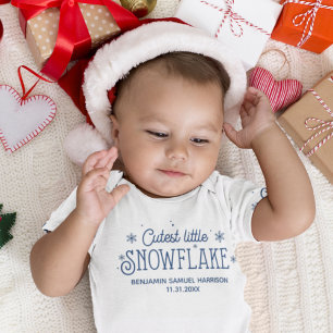 Kutste kleine sneeuwvlok baby's eerste kerstfeest romper