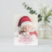 Kutste kleine sneeuwvlokfoto-aankondiging feestdagenkaart (Staand voorkant)