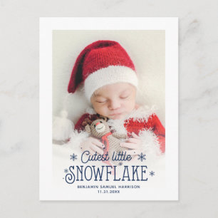 Kutste kleine sneeuwvlokfoto-aankondiging feestdagenkaart