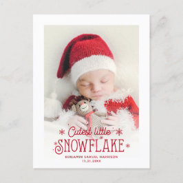 Kutste kleine sneeuwvlokfoto-aankondiging feestdagenkaart