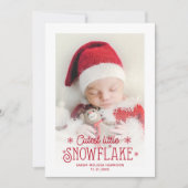 Kutste kleine sneeuwvlokfoto-aankondiging feestdagenkaart (Voorkant)