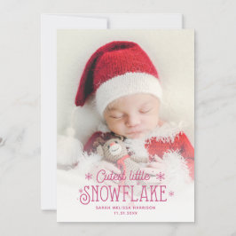 Kutste kleine sneeuwvlokfoto-aankondiging feestdagenkaart