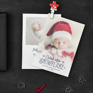 Kutste kleine sneeuwvlokfoto-aankondiging feestdagenkaart
