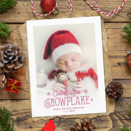 Kutste kleine sneeuwvlokfoto-aankondiging feestdagenkaart