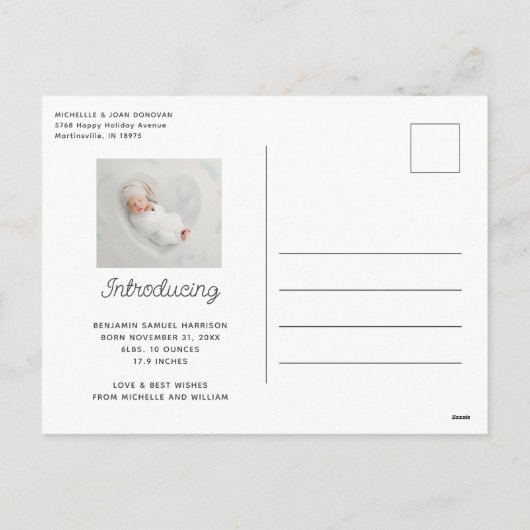 Kutste kleine sneeuwvlokfoto-aankondiging feestdagenkaart (Achterkant)