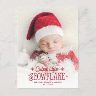 Kutste kleine sneeuwvlokfoto-aankondiging feestdagenkaart