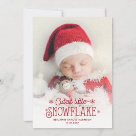 Kutste kleine sneeuwvlokfoto-aankondiging feestdagenkaart