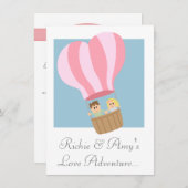 Kutstel in roze gestreepte heteluchtballon kaart (Voorkant / Achterkant)