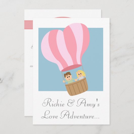 Kutstel in roze gestreepte heteluchtballon kaart (Voorkant / Achterkant)