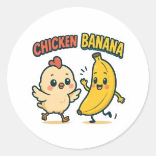 KUTTE KIP BANANA!  RONDE STICKER