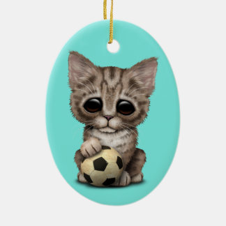 Kutten met Football Voetbal Keramisch Ornament