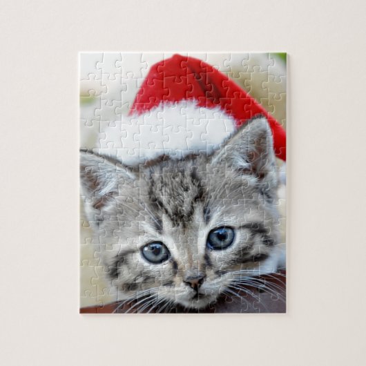 Kutten met kerstpet legpuzzel (Verticaal)