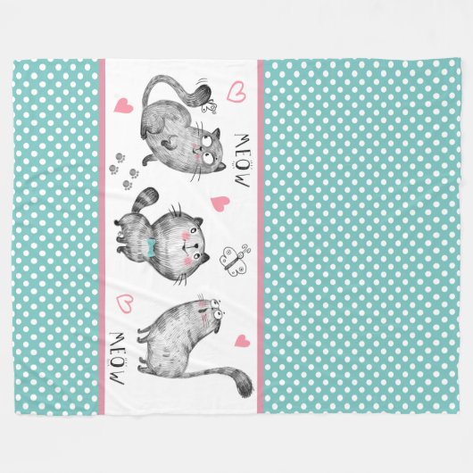 Kutten, vlinders, pooldots, harten fleece deken (Voorkant (Horizontaal))