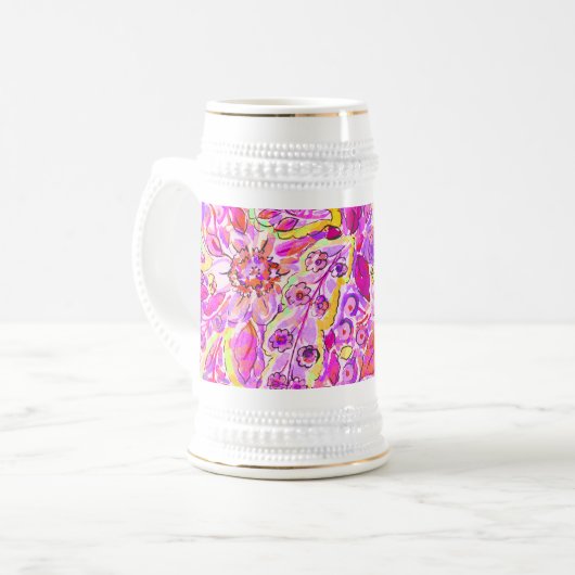 Kutterige abstracte bloemen bierpul (Voorkant links)