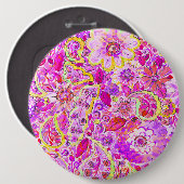 Kutterige abstracte bloemen ronde button 6,0 cm (Voorkant /achterkant)