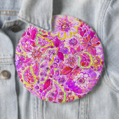 Kutterige abstracte bloemen ronde button 6,0 cm (In situ)