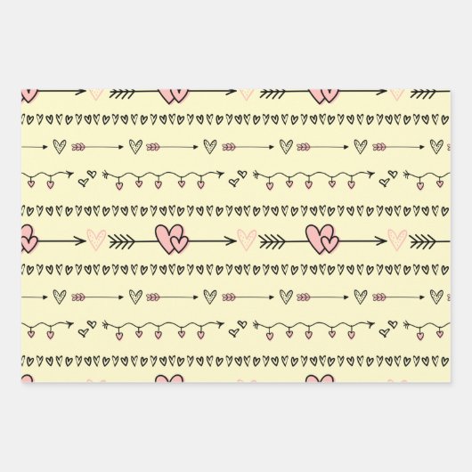 Kutzwart en roze Valentijnsdag harten pastel Inpakpapier Vel (Voorkant 3)