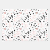 Kutzwart en roze Valentijnsdag harten pastel Inpakpapier Vel (Voorkant 2)
