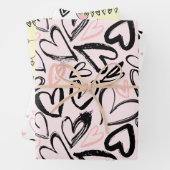 Kutzwart en roze Valentijnsdag harten pastel Inpakpapier Vel (In situ)