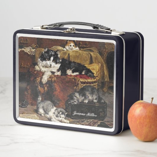  kutzwart en witte kat met Kittens (In situ)